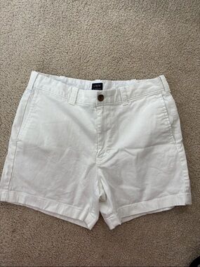 J. Crew White Cotton Chino Shorts with Button Waist 5 inch length